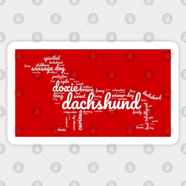 Dachshund Shapecloud White Sticker by KarmicKal